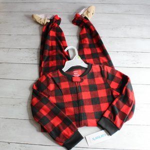 Carter's Boy's Buffalo Plaid Fleece Sleeper Size 4T 4 Red Black Christmas